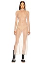 view 1 of 4 VESTIDO MAXI TRANSPARENTE DE GOLA ALTA OLICIA in Nude