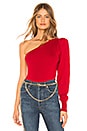 view 1 of 4 PULL UNE ÉPAULE DÉNUDÉE ONE SHOULDER in Red