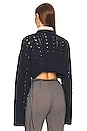 view 3 of 4 Dallyce Cable Micro Cropped Sweater in Midnight Navy