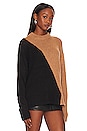 view 2 of 4 Dagan Color Block Crewneck in Black & Camel