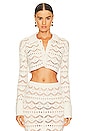 view 1 of 5 Talmai Pointelle Cropped Cardigan in Ivory