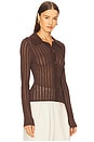view 3 of 8 by Marianna Olivie Cardigan in Chocolate Brown