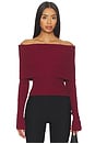 view 1 of 5 by Marianna Namir Off Shoulder Sweater in Oxblood