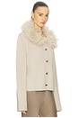 view 3 of 5 By Marianna Allegria Faux Fur Cardigan in Beige Heather