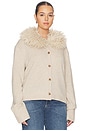 view 6 of 10 By Marianna Allegria Faux Fur Cardigan in Beige Heather