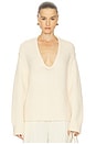 view 1 of 8 By Marianna Kindall V Neck Sweater in Oat