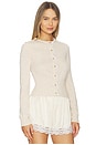 view 3 of 5 by Marianna Ashanta Cardigan in Beige W/ White Lace