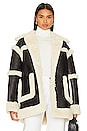 view 1 of 5 x Marianna Margot Sherpa Coat in Black & Ivory