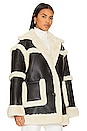 view 3 of 5 x Marianna Margot Sherpa Coat in Black & Ivory