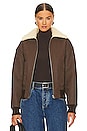 view 1 of 5 Camila Shearling Bomber in Chocolate Brown