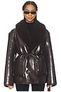 view 1 of 10 by Marianna Neriah Reversible Faux Leather Jacket in Chocolate Brown