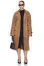 view 2 of 7 By Marianna Dara Suede Trench Coat in Toffee