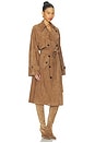 view 3 of 7 By Marianna Dara Suede Trench Coat in Toffee