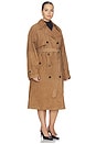 view 4 of 7 By Marianna Dara Suede Trench Coat in Toffee