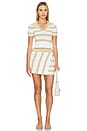 view 5 of 7 by Marianna Drea Striped Knit Mini Skirt in Tan & White
