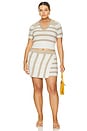 view 6 of 7 by Marianna Drea Striped Knit Mini Skirt in Tan & White