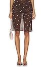view 1 of 7 Ramona Midi Skirt in Brown & Purple Dot