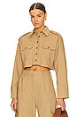 view 1 of 4 x Marianna Selia Cropped Cargo Shirt in Camel Brown