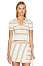 view 1 of 7 by Marianna Drea Striped Knit Top in Tan & White