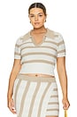 view 2 of 7 by Marianna Drea Striped Knit Top in Tan & White