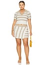 view 6 of 7 by Marianna Drea Striped Knit Top in Tan & White