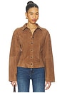 view 1 of 8 By Marianna Dara Suede Button-down Shirt in Toffee