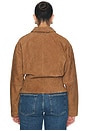 view 6 of 8 By Marianna Dara Suede Button-down Shirt in Toffee