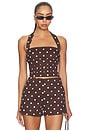 view 1 of 4 Polina Top in Brown & Ivory Dot