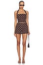 view 4 of 4 Polina Top in Brown & Ivory Dot
