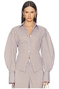 view 1 of 9 Freya Shirt in Brown & Blue Stripe
