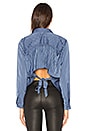 view 4 of 5 The Simone Blouse in Azure Pinstripe