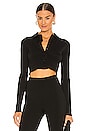 view 1 of 4 Cropped Button Down Top in Black