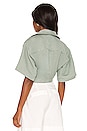 view 3 of 4 The Chrisa Crop Blouse in Sage Green