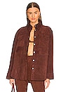 view 1 of 4 Suede Leather Shacket in Brown