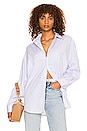 view 1 of 4 Bastien Button Down Top in Blue & White Stripe