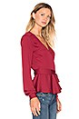 view 2 of 4 The Long Sleeve Wrap Blouse in Cabernet