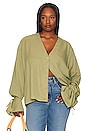 view 2 of 8 Tie Sleeve Blouse in Olive Green