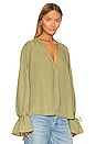 view 3 of 8 Tie Sleeve Blouse in Olive Green
