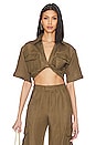 view 1 of 4 The Chrisa Crop Blouse in Olive Green