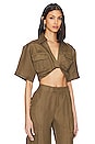 view 2 of 4 The Chrisa Crop Blouse in Olive Green
