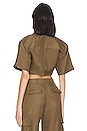 view 3 of 4 The Chrisa Crop Blouse in Olive Green