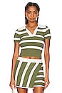 view 1 of 4 Drea Striped Knit Top in Green & Ivory