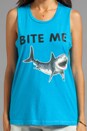 view 3 of 3 Bite Me Muscle Tee in Pool Blue