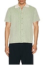 view 4 of 5 Easton Knitted Short Sleeve Shirt in Ivory & Vintage Green