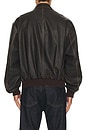 view 2 of 5 Distressed Leather Bomber Jacket in Brown