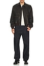 view 3 of 5 Distressed Leather Bomber Jacket in Brown