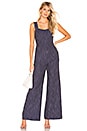 view 1 of 4 Torri Square Neck Jumpsuit in Navy & White