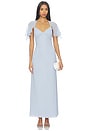 view 1 of 3 Amorette Cape Dress in Powder Blue