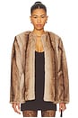 view 2 of 5 The City Faux Fur Jacket in Brown Multi