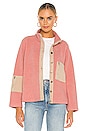 view 1 of 5 Callie Contrast Fleece Jacket in Pink & Beige